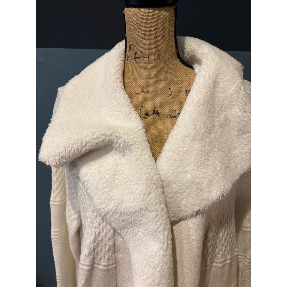 Cato Cardigan Sweater Womens Plus Size 22 Ivory Long Open Front Shawl - Picture 2 of 8